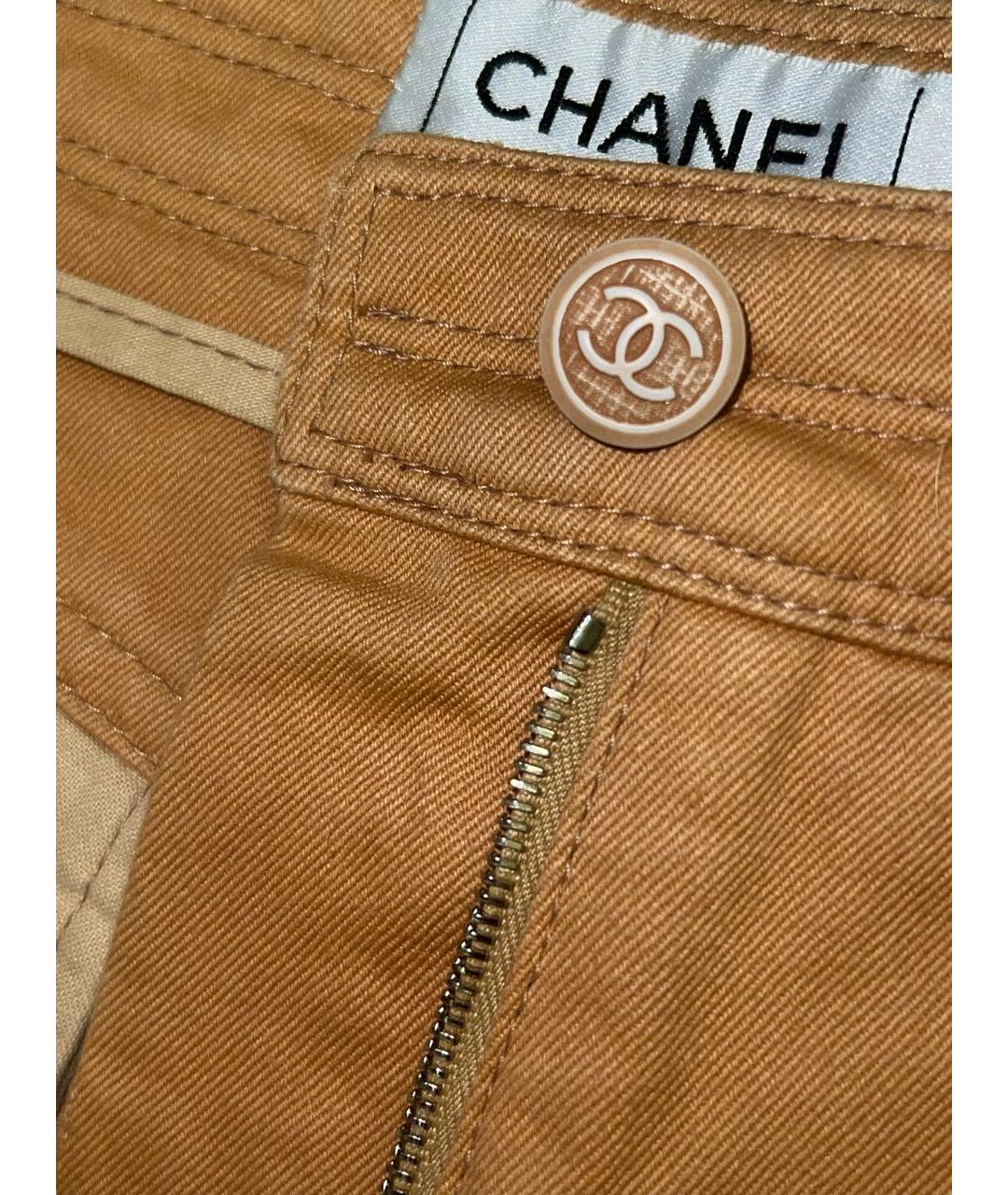 CHANEL Бежевые хлопковые джинсы клеш, фото 4