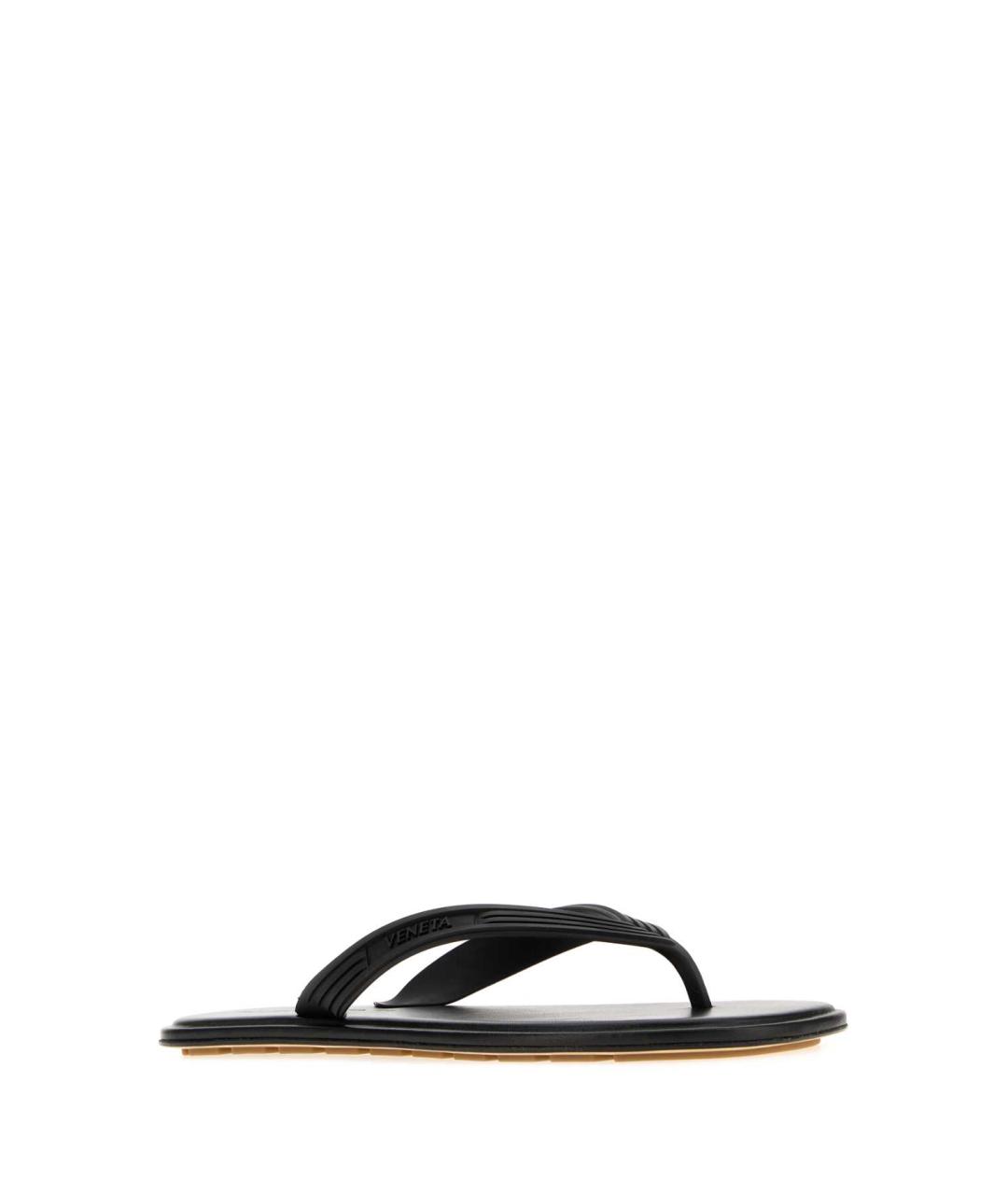 BOTTEGA VENETA Черные кожаные шлепанцы, фото 2