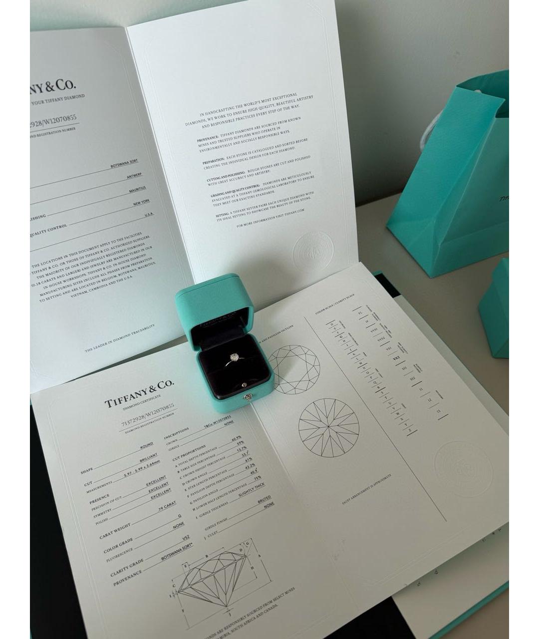 TIFFANY&CO Серебряное платиновое кольцо, фото 5