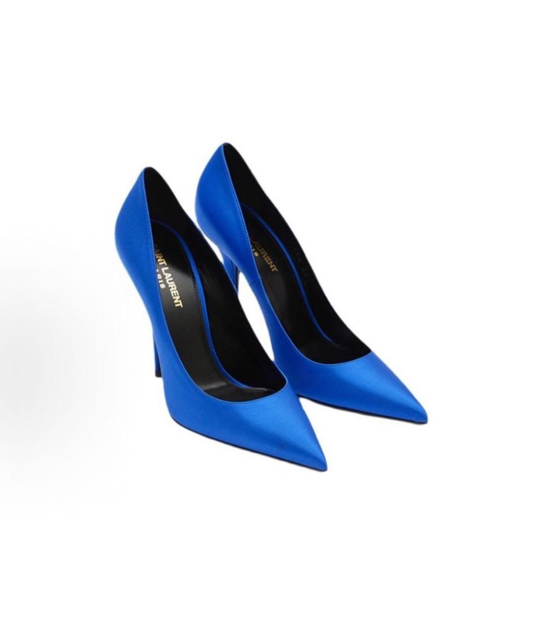SAINT LAURENT Синие текстильные туфли, фото 2
