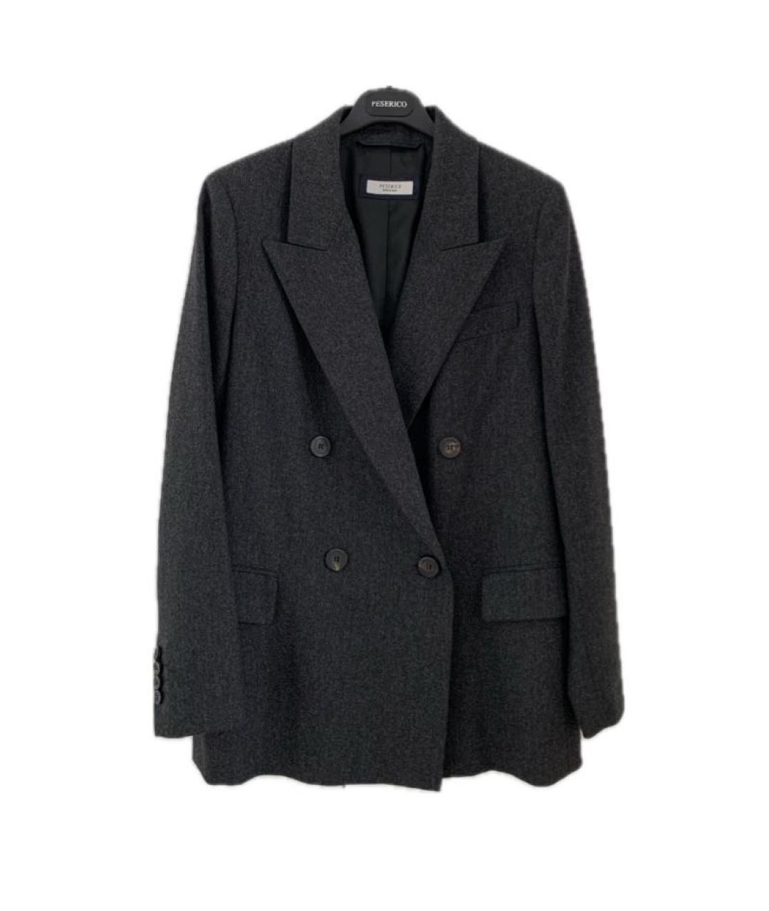 PESERICO Антрацитовый шерстяной жакет/пиджак, фото 9