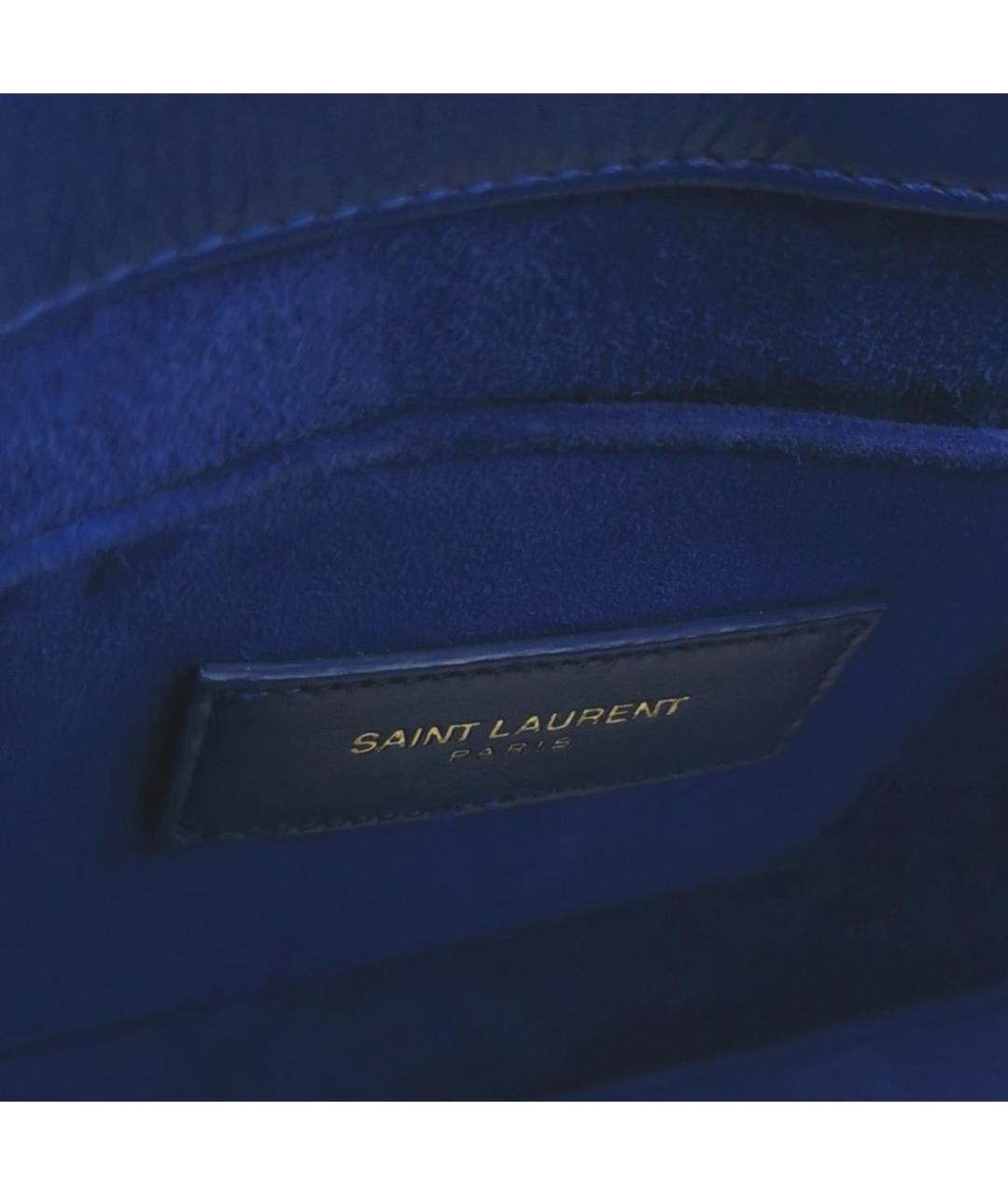 SAINT LAURENT Синяя кожаная сумка с короткими ручками, фото 8