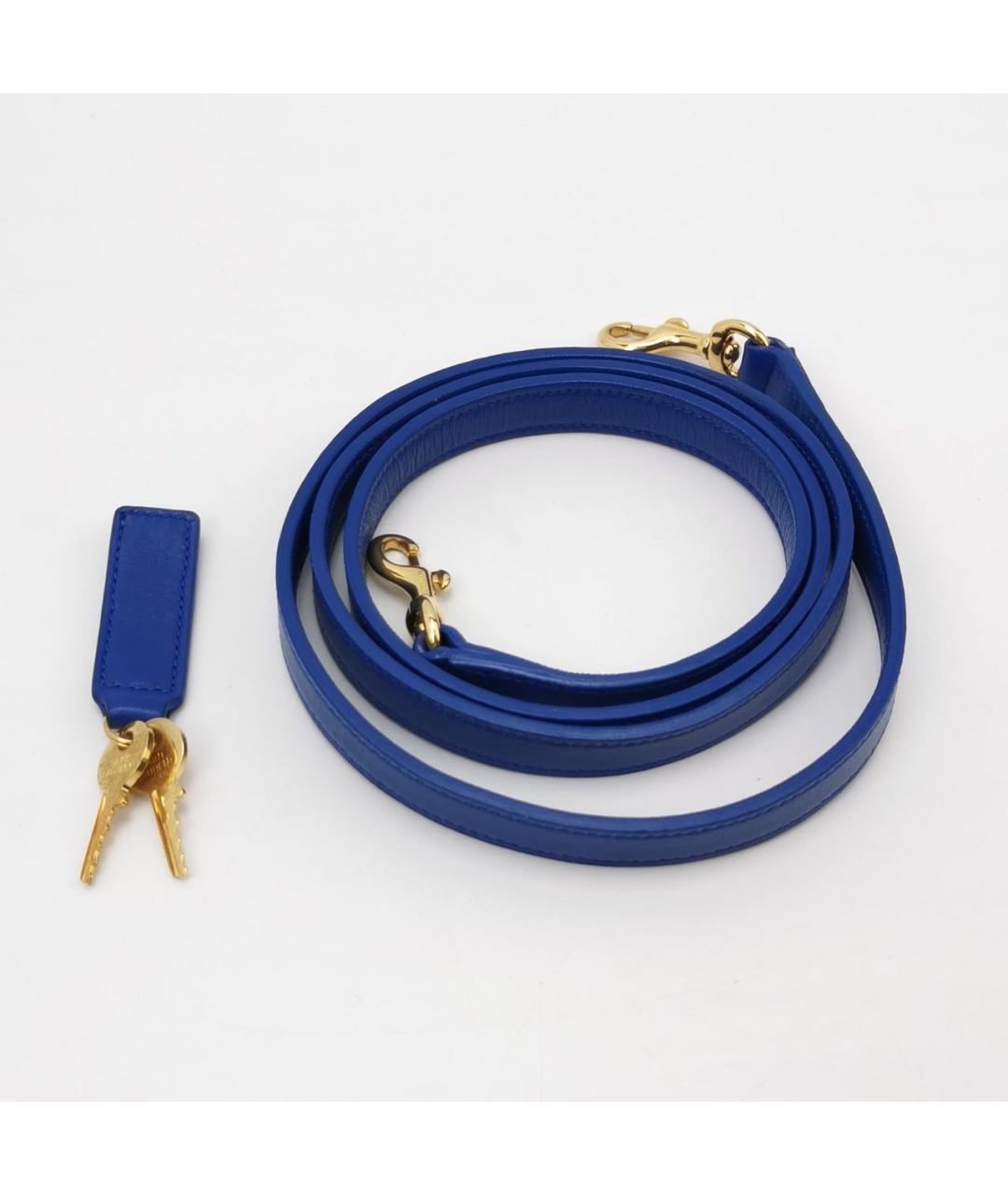 SAINT LAURENT Синяя кожаная сумка с короткими ручками, фото 7