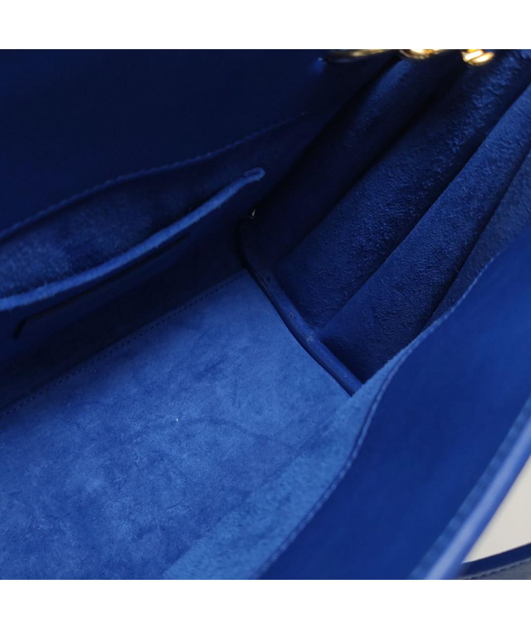 SAINT LAURENT Синяя кожаная сумка с короткими ручками, фото 4