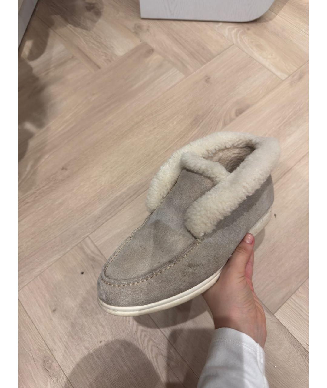 LORO PIANA Бежевые замшевые лоферы, фото 4