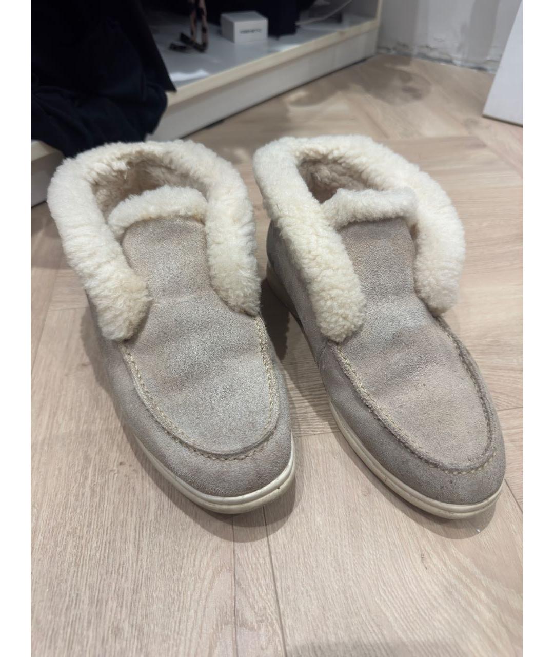 LORO PIANA Бежевые замшевые лоферы, фото 2