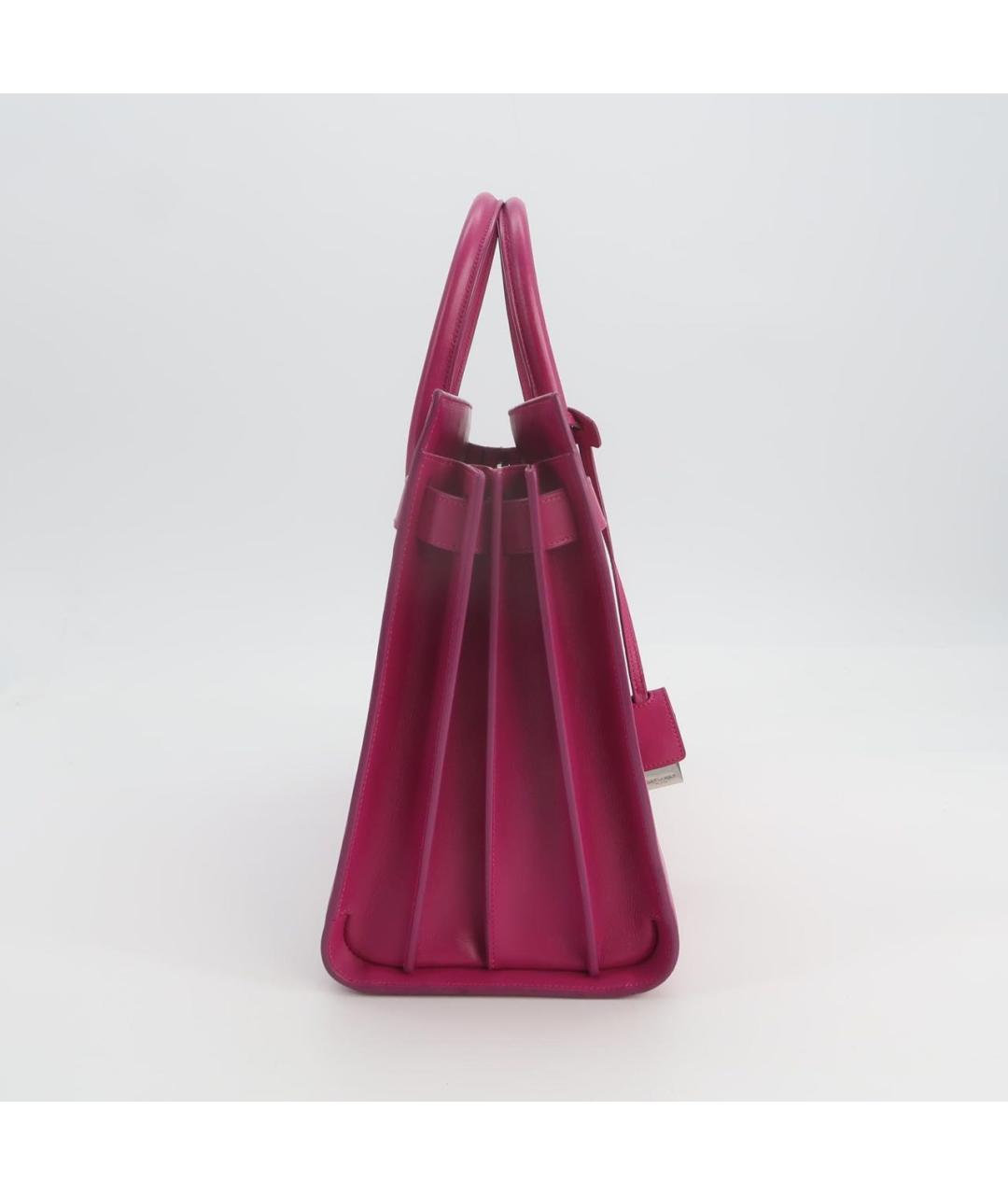 SAINT LAURENT Фуксия кожаная сумка с короткими ручками, фото 2