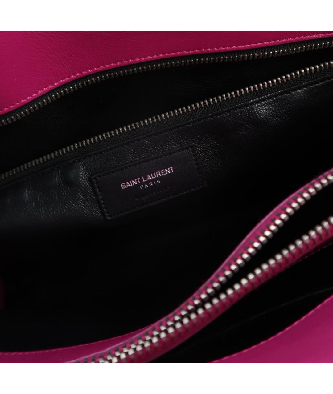 SAINT LAURENT Фуксия кожаная сумка с короткими ручками, фото 4