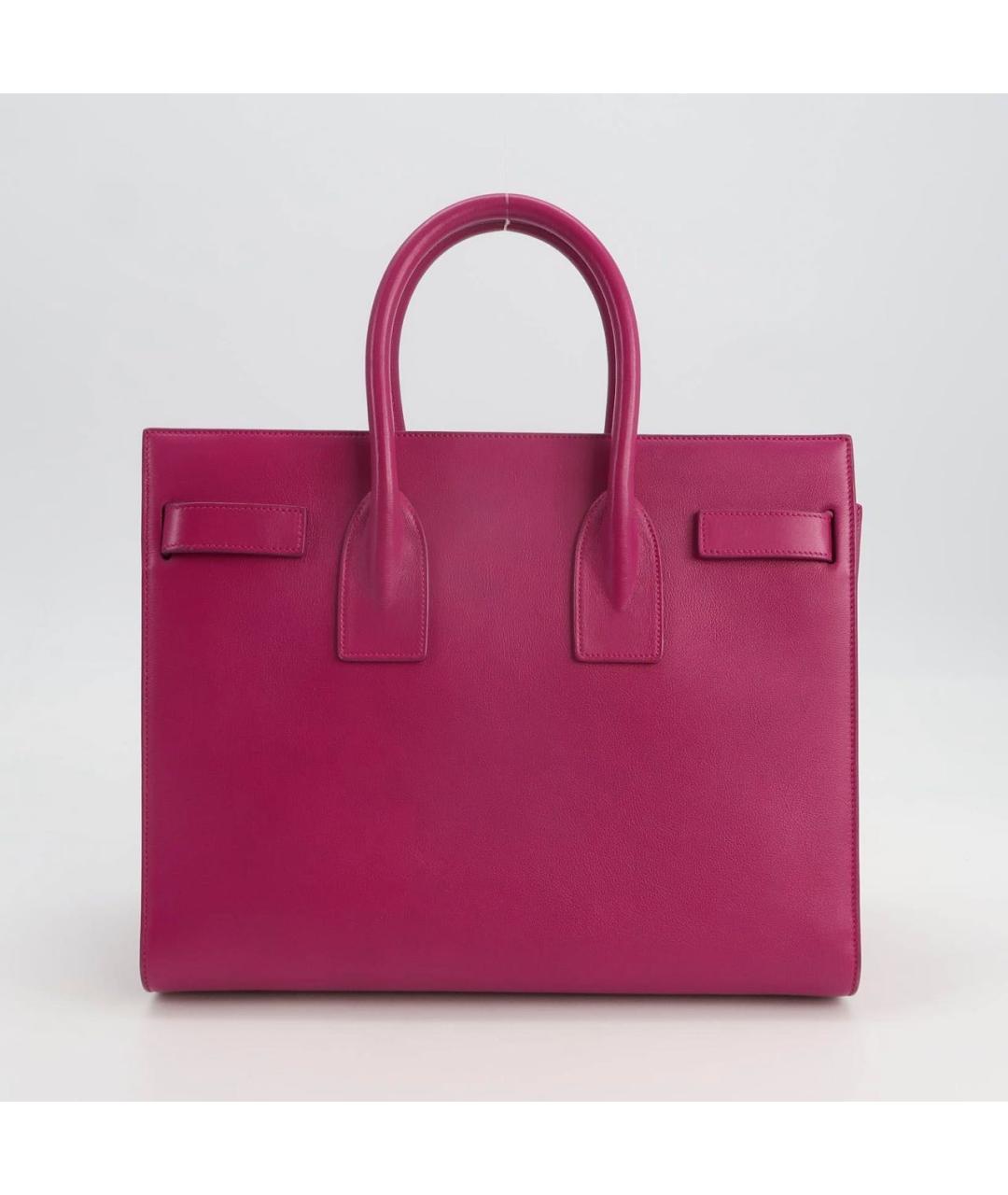 SAINT LAURENT Фуксия кожаная сумка с короткими ручками, фото 3