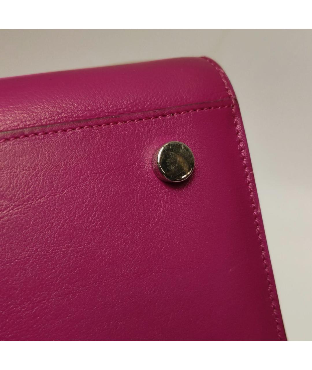 SAINT LAURENT Фуксия кожаная сумка с короткими ручками, фото 8