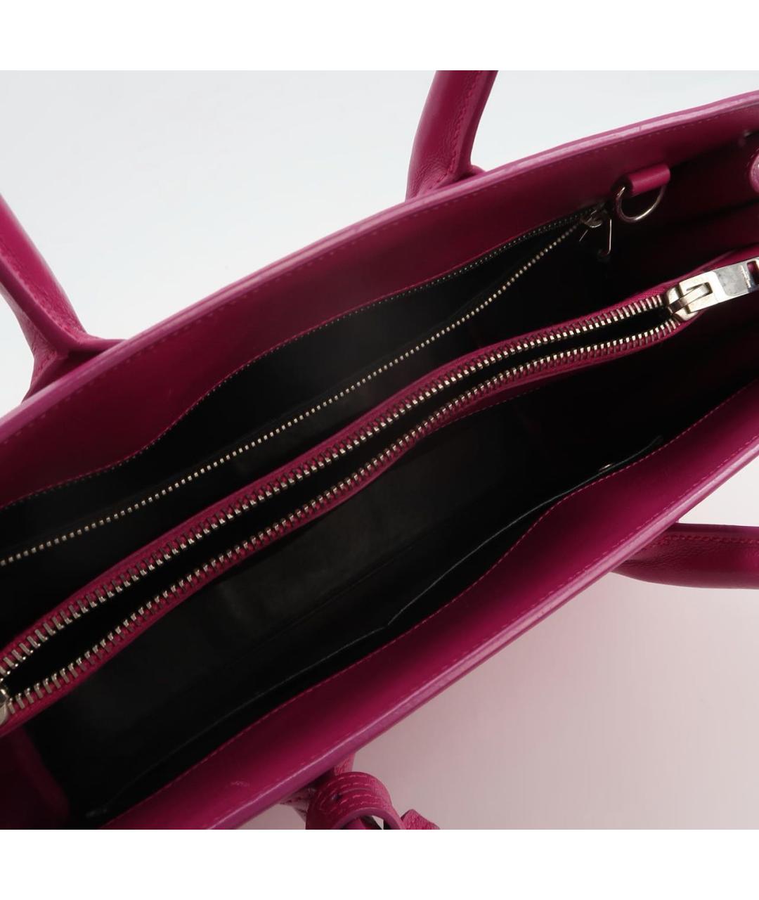 SAINT LAURENT Фуксия кожаная сумка с короткими ручками, фото 7