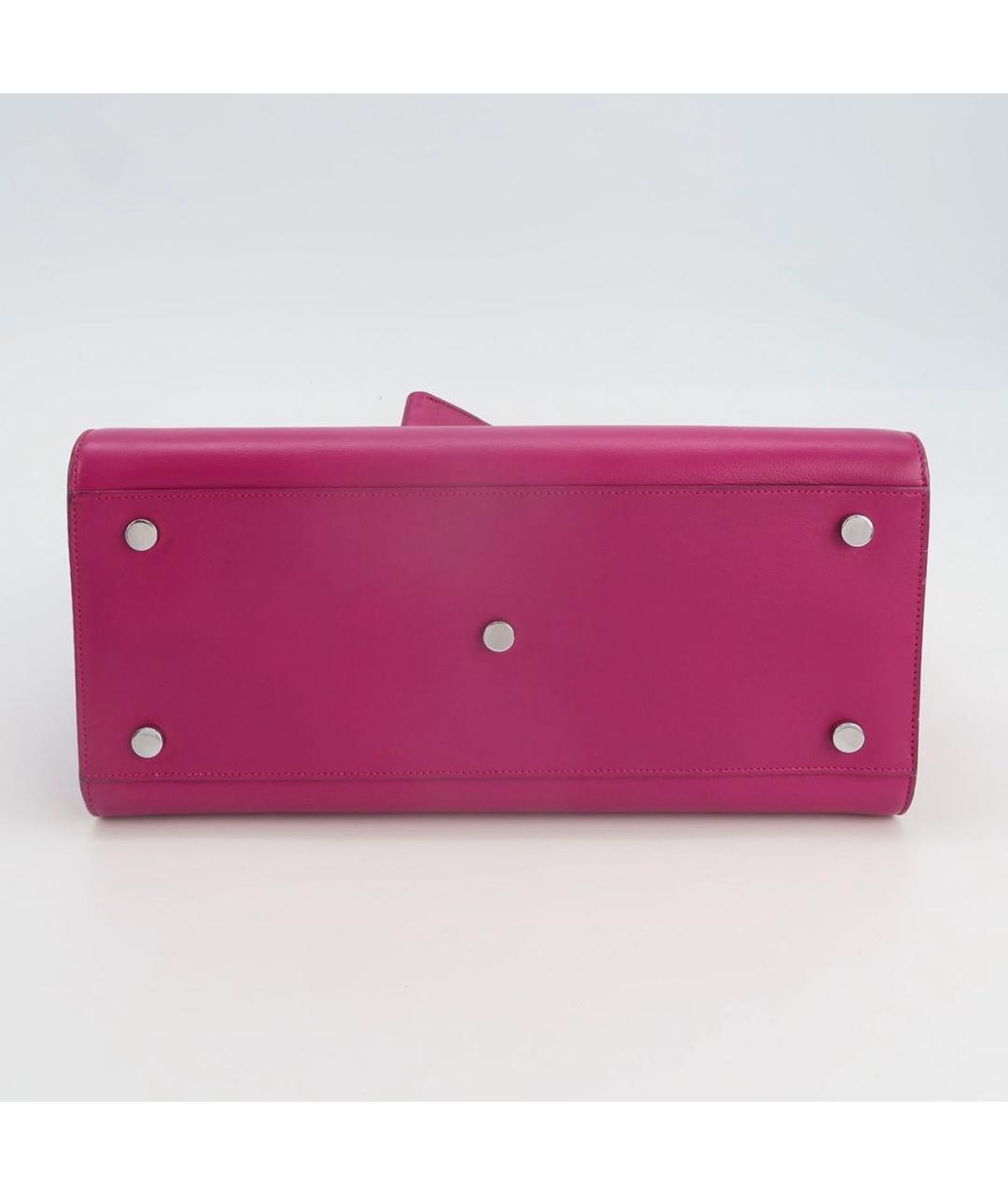 SAINT LAURENT Фуксия кожаная сумка с короткими ручками, фото 5