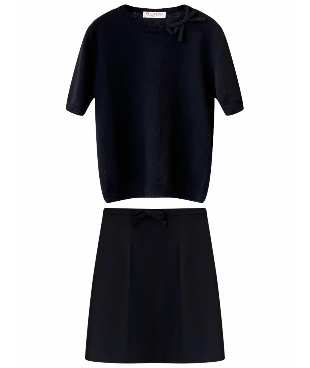 VALENTINO Черный шерстяной костюм с юбками, фото 1