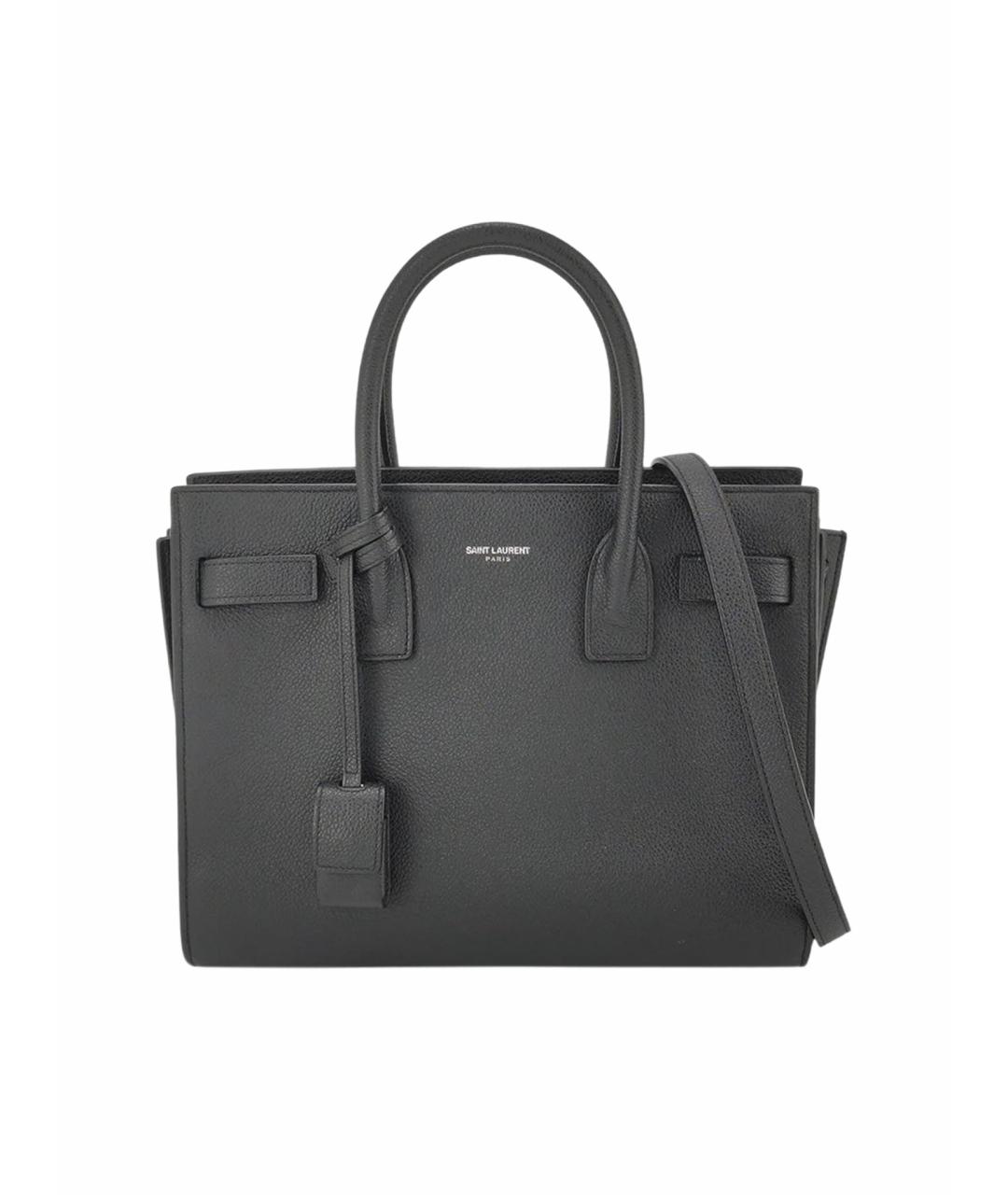 SAINT LAURENT Черная кожаная сумка с короткими ручками, фото 1