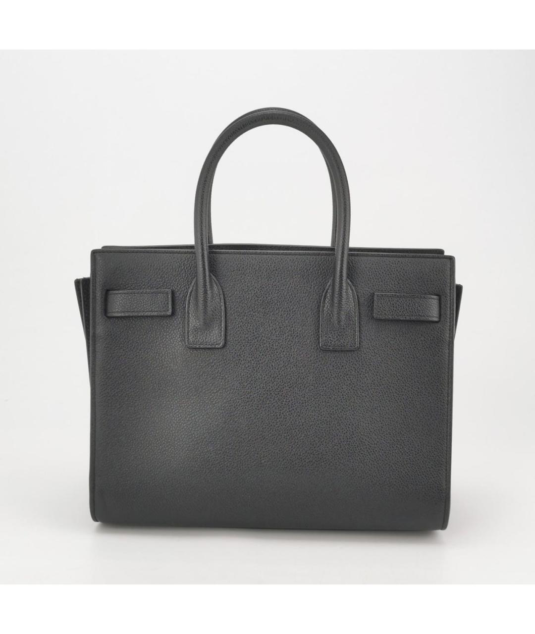 SAINT LAURENT Черная кожаная сумка с короткими ручками, фото 3