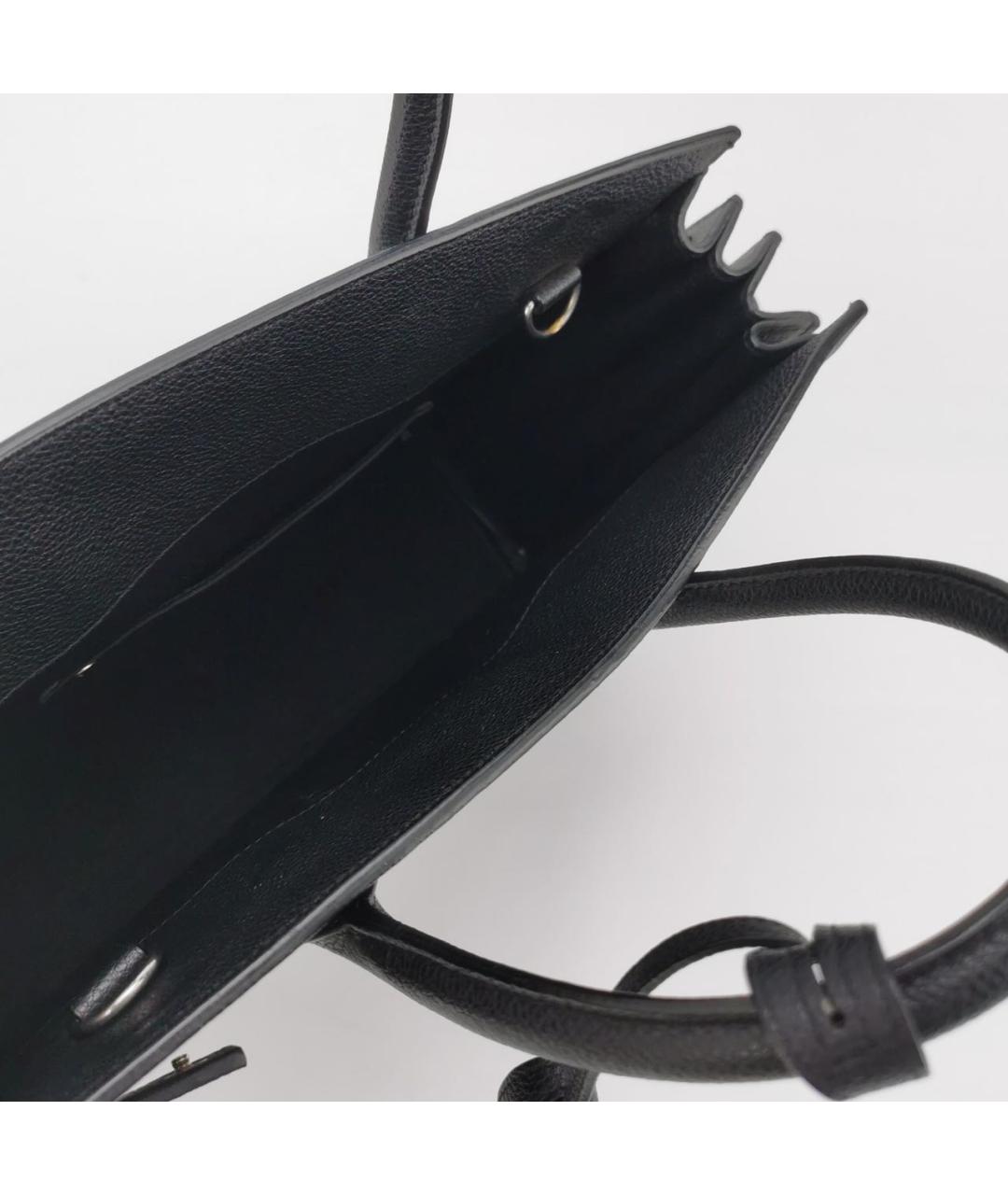 SAINT LAURENT Черная кожаная сумка с короткими ручками, фото 5