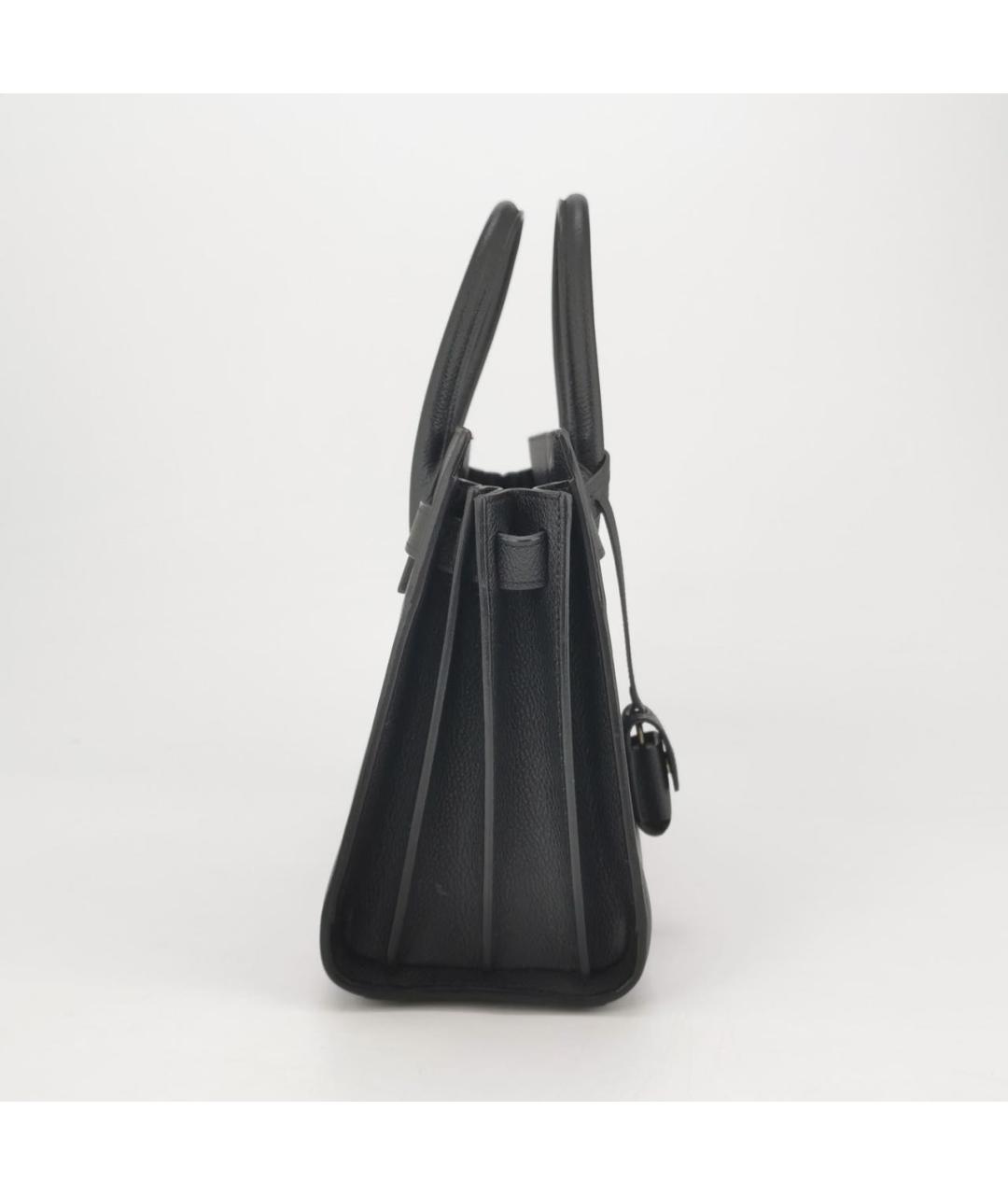 SAINT LAURENT Черная кожаная сумка с короткими ручками, фото 2