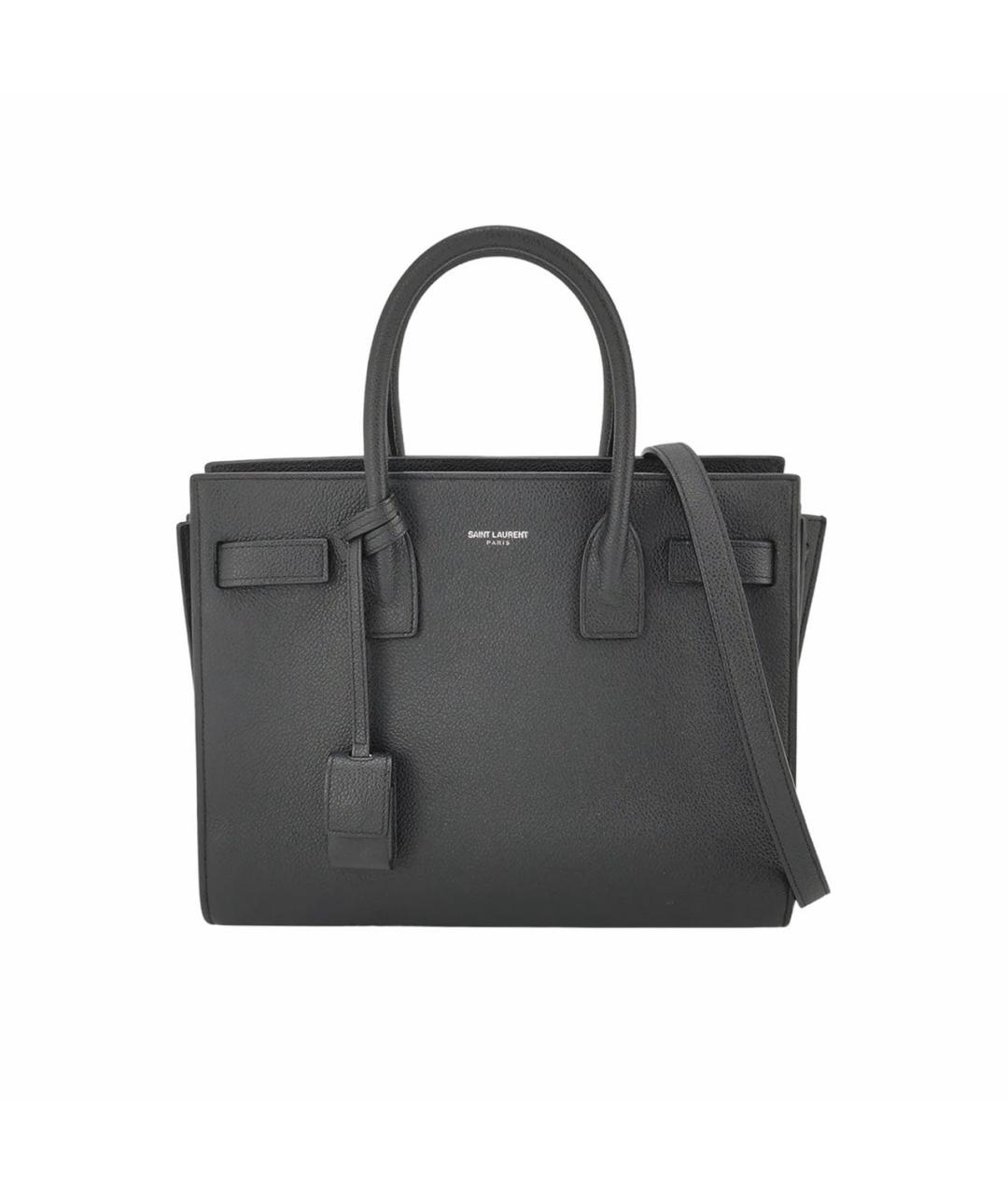 SAINT LAURENT Черная кожаная сумка с короткими ручками, фото 9