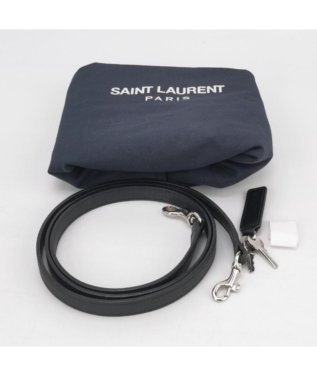 SAINT LAURENT Черная кожаная сумка с короткими ручками, фото 6