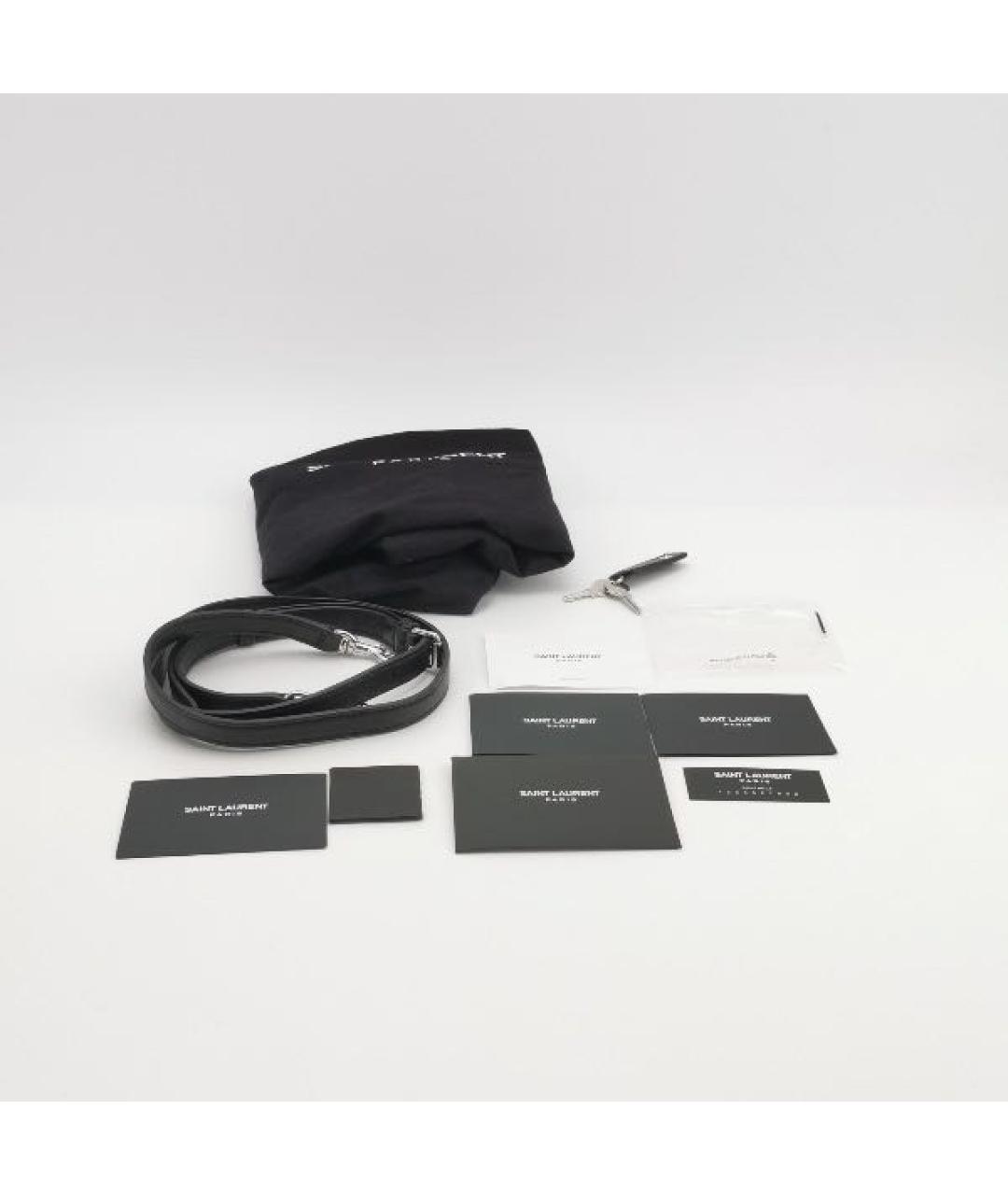 SAINT LAURENT Черная кожаная сумка тоут, фото 7
