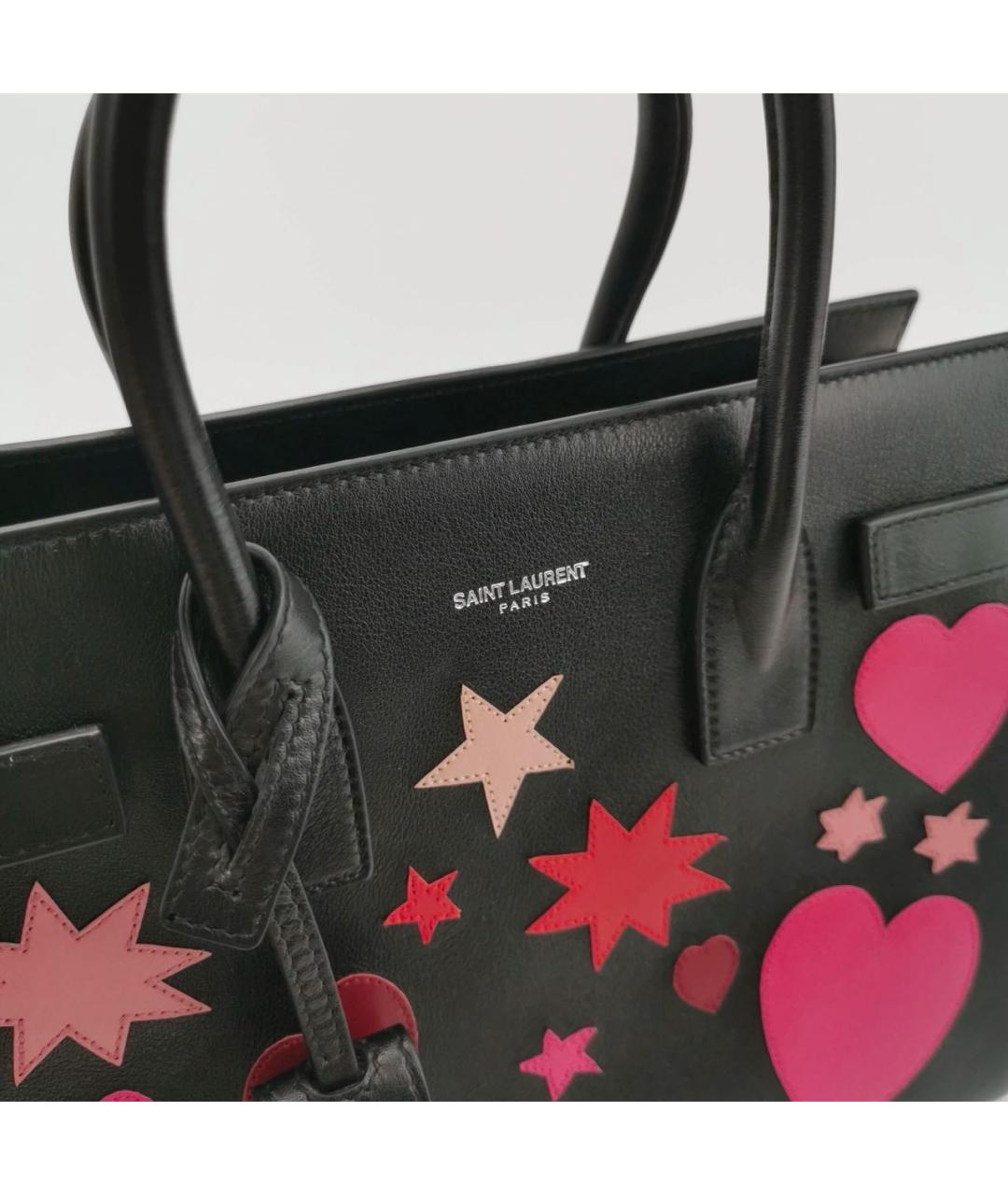 SAINT LAURENT Черная кожаная сумка тоут, фото 6