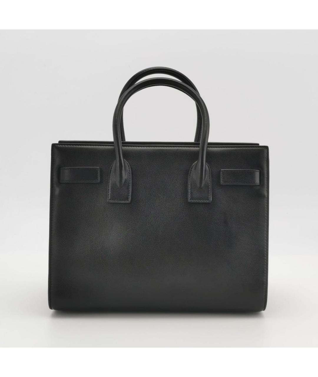 SAINT LAURENT Черная кожаная сумка тоут, фото 3