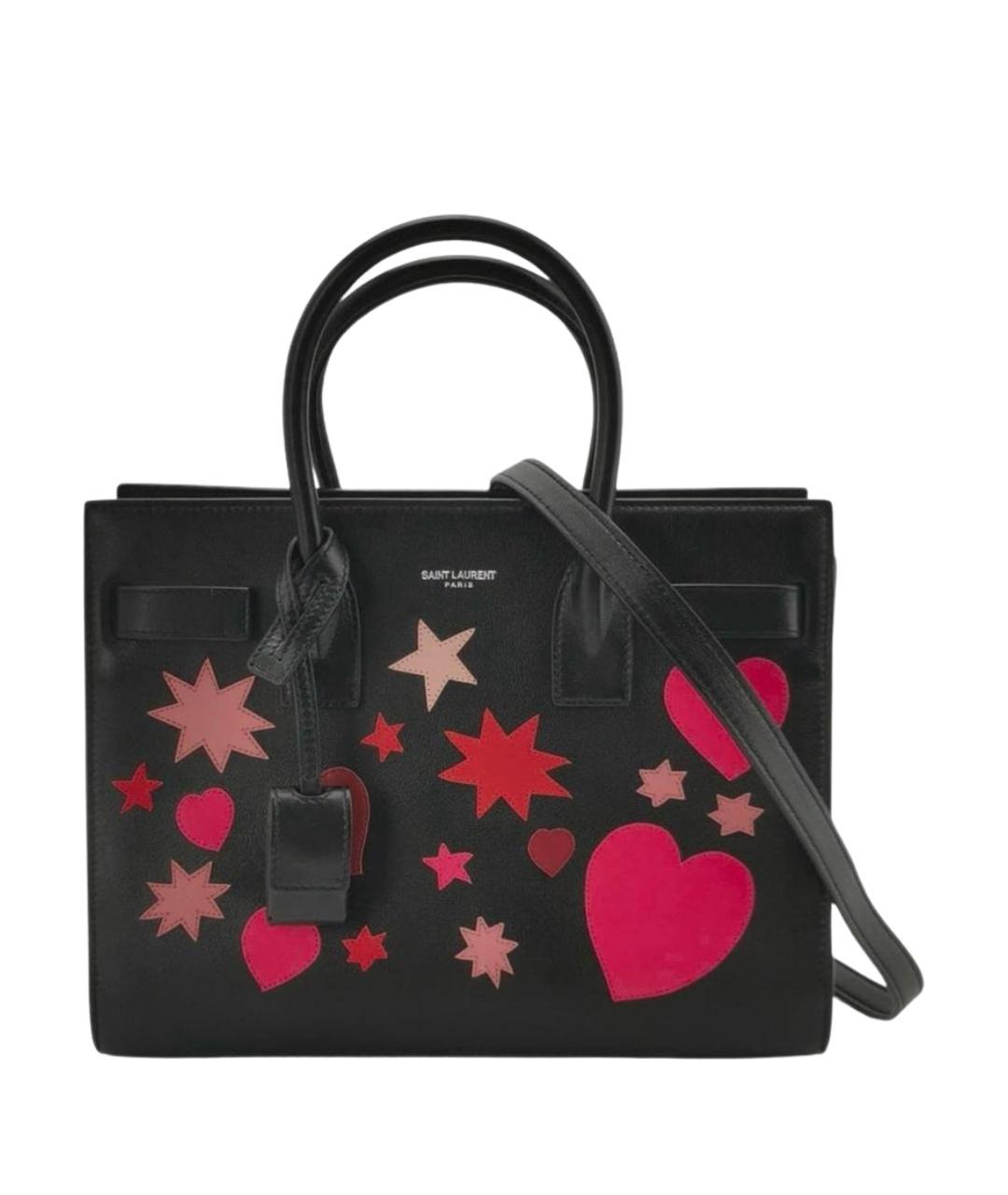 SAINT LAURENT Черная кожаная сумка тоут, фото 1