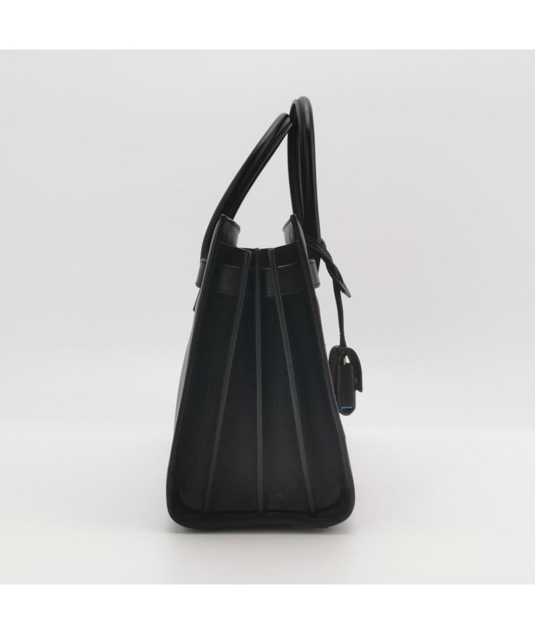 SAINT LAURENT Черная кожаная сумка тоут, фото 2