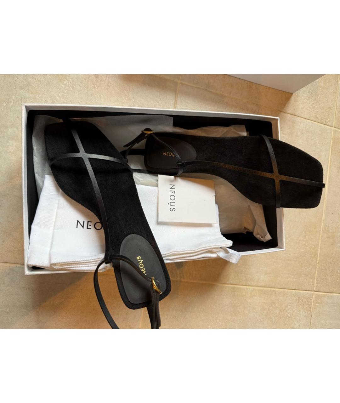 NEOUS Черные кожаные босоножки, фото 7
