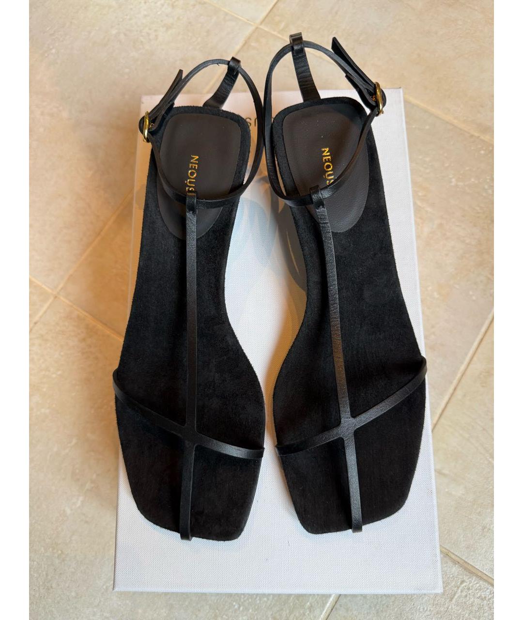 NEOUS Черные кожаные босоножки, фото 4
