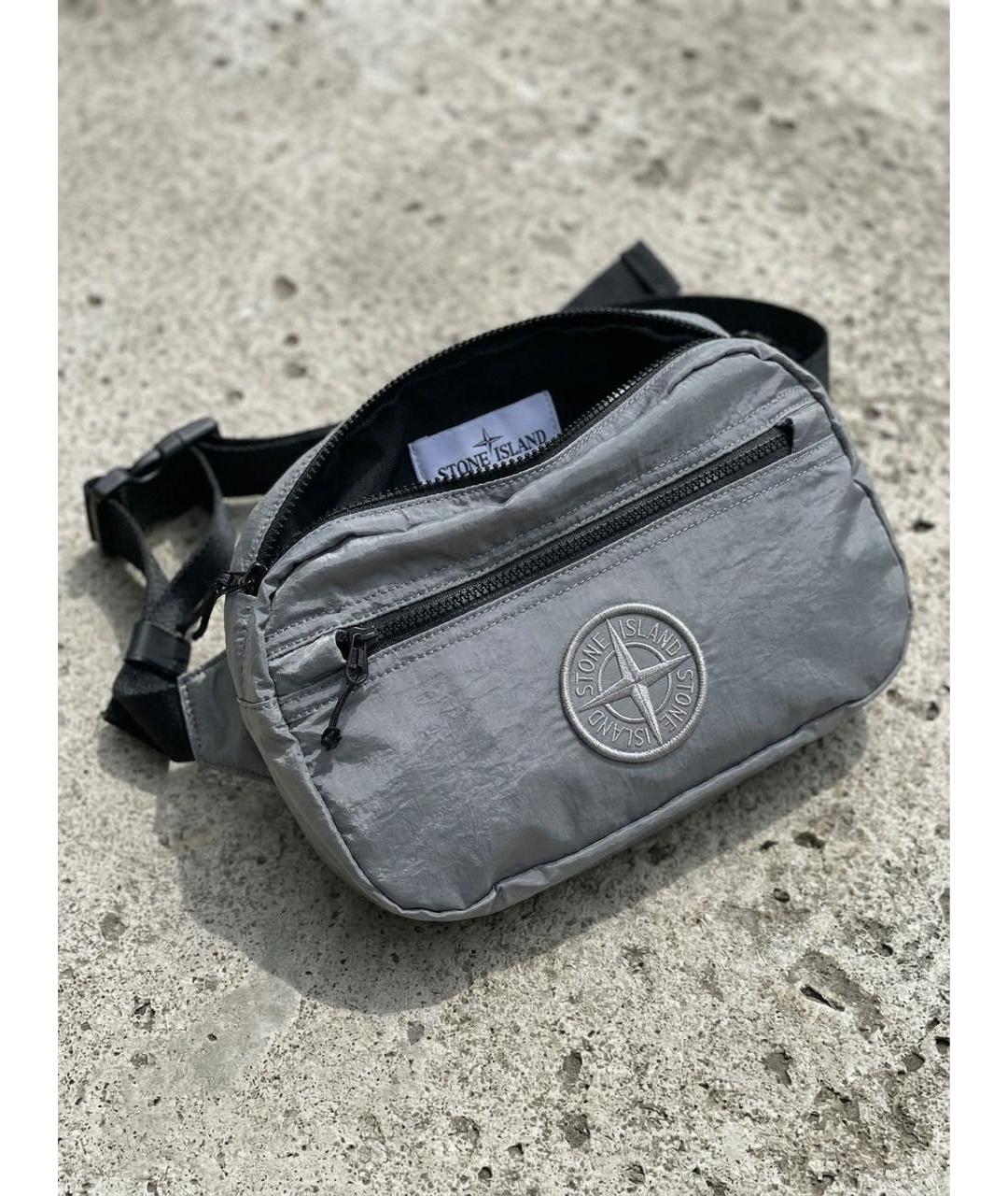 STONE ISLAND Серая тканевая барсетка, фото 3