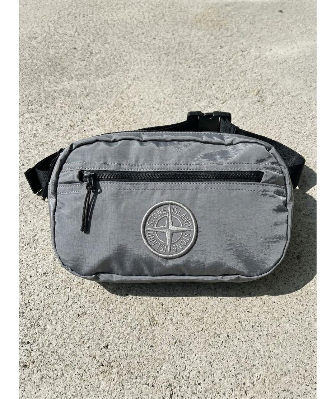 STONE ISLAND Серая тканевая барсетка, фото 7