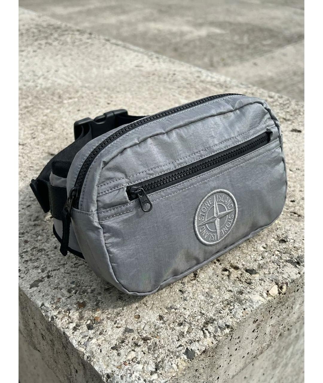 STONE ISLAND Серая тканевая барсетка, фото 2