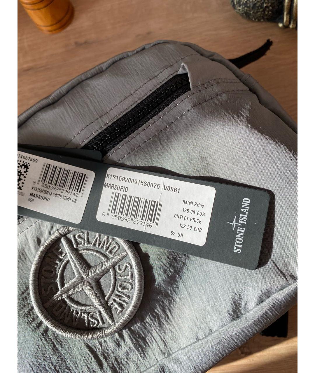 STONE ISLAND Серая тканевая барсетка, фото 4