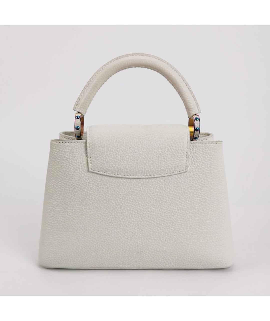 LOUIS VUITTON Белая кожаная сумка с короткими ручками, фото 3