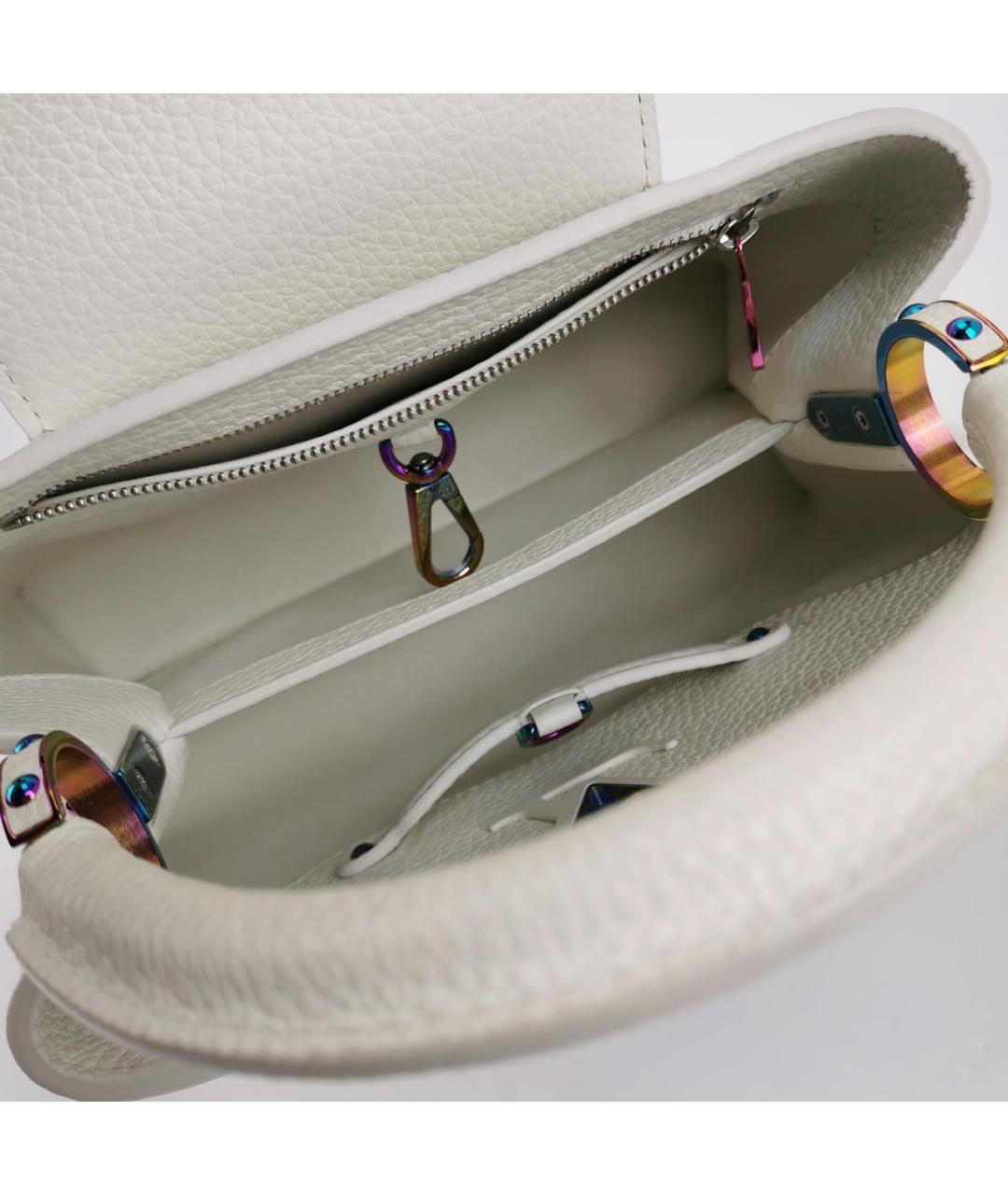 LOUIS VUITTON Белая кожаная сумка с короткими ручками, фото 4