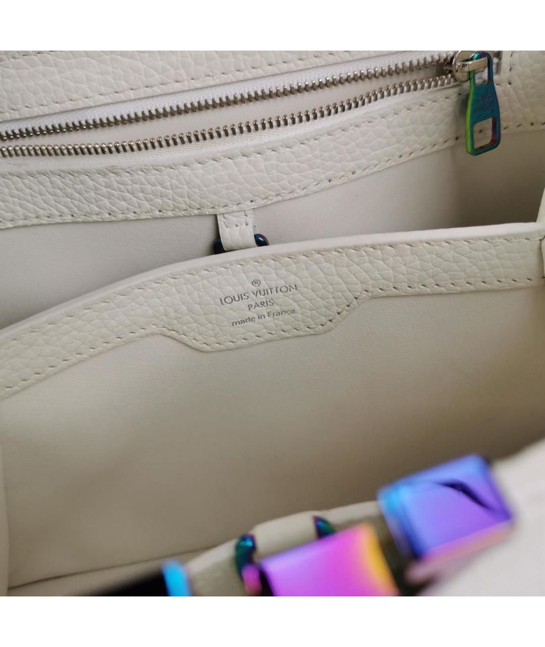 LOUIS VUITTON Белая кожаная сумка с короткими ручками, фото 6