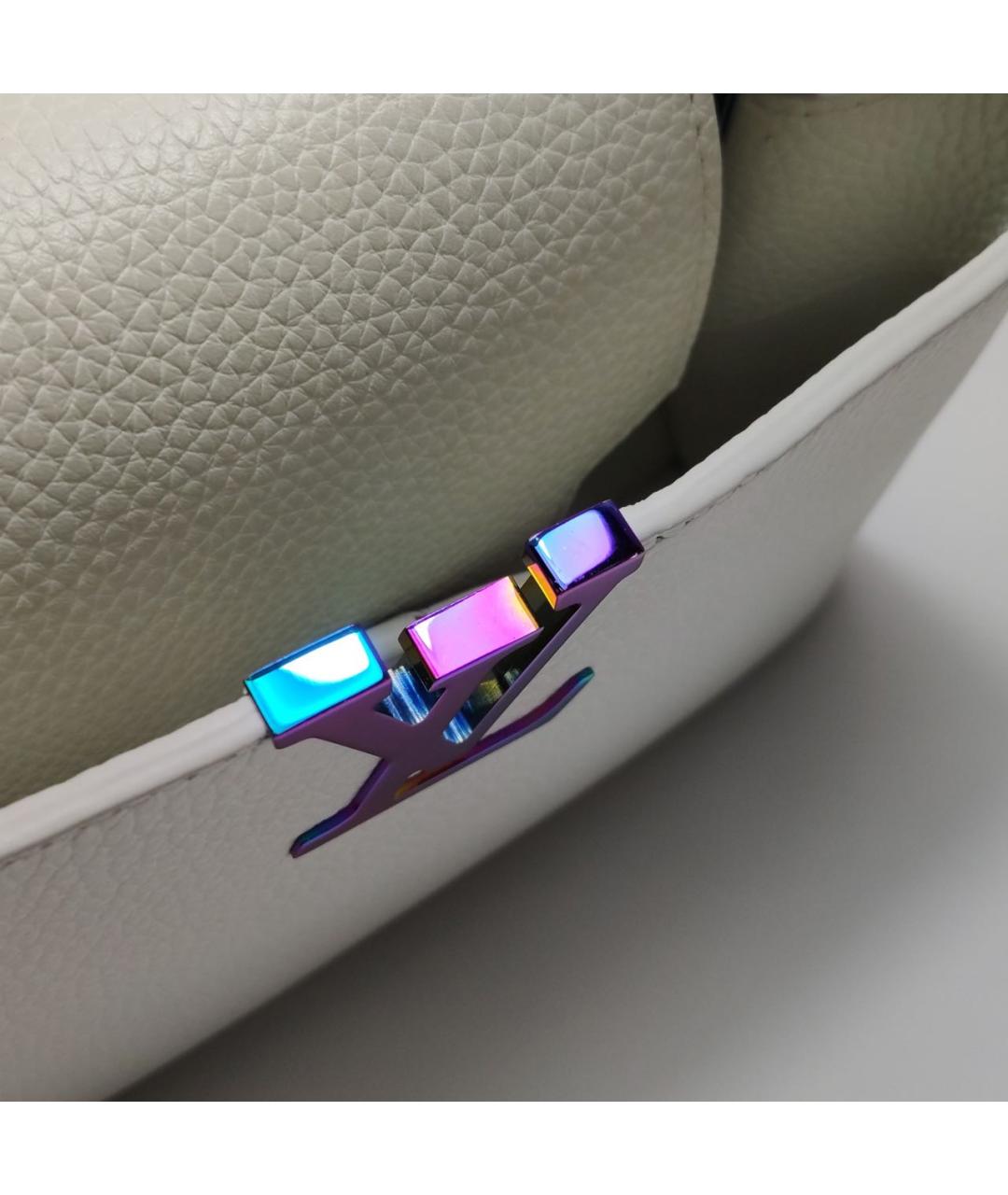 LOUIS VUITTON Белая кожаная сумка с короткими ручками, фото 5