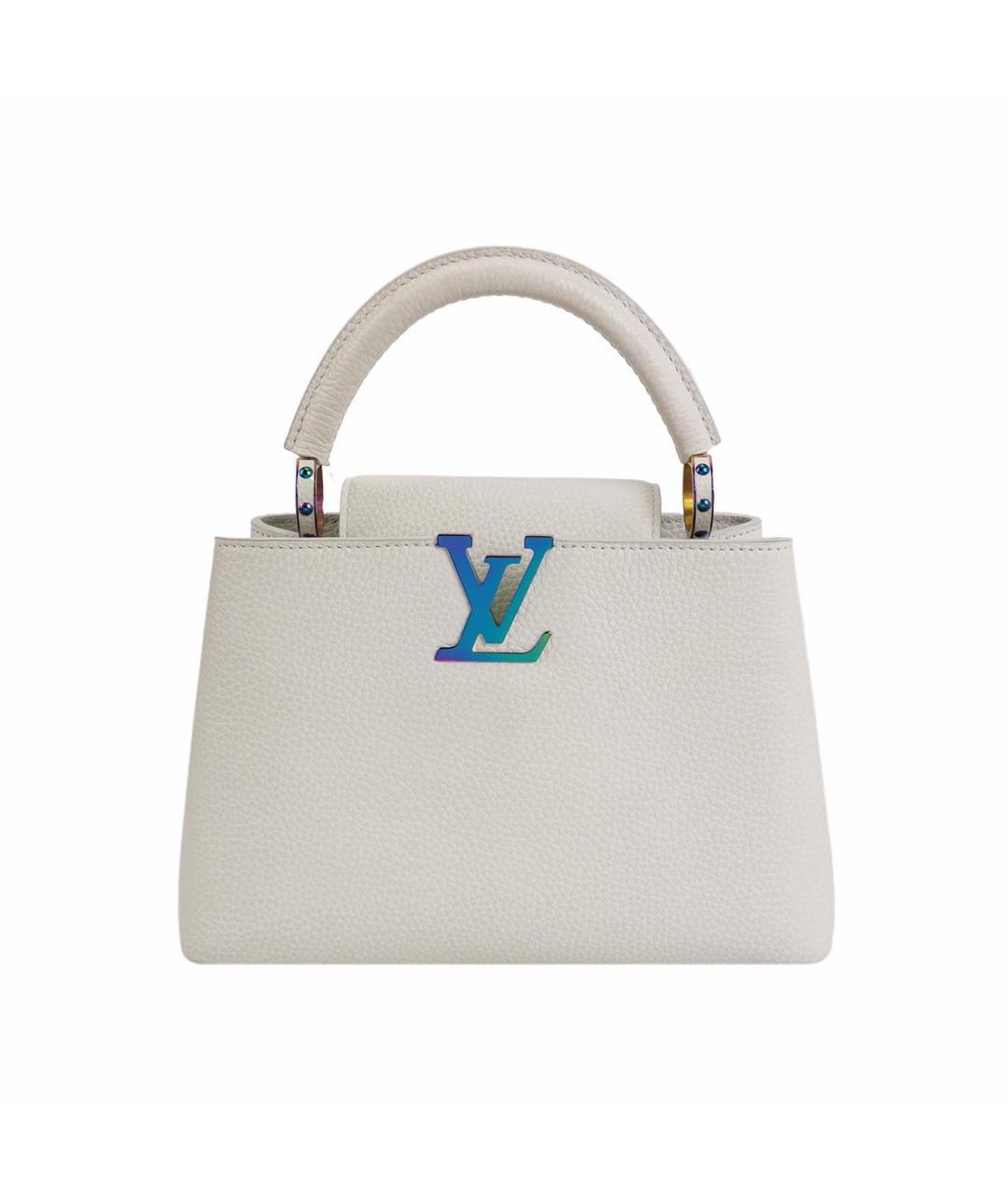 LOUIS VUITTON Белая кожаная сумка с короткими ручками, фото 9