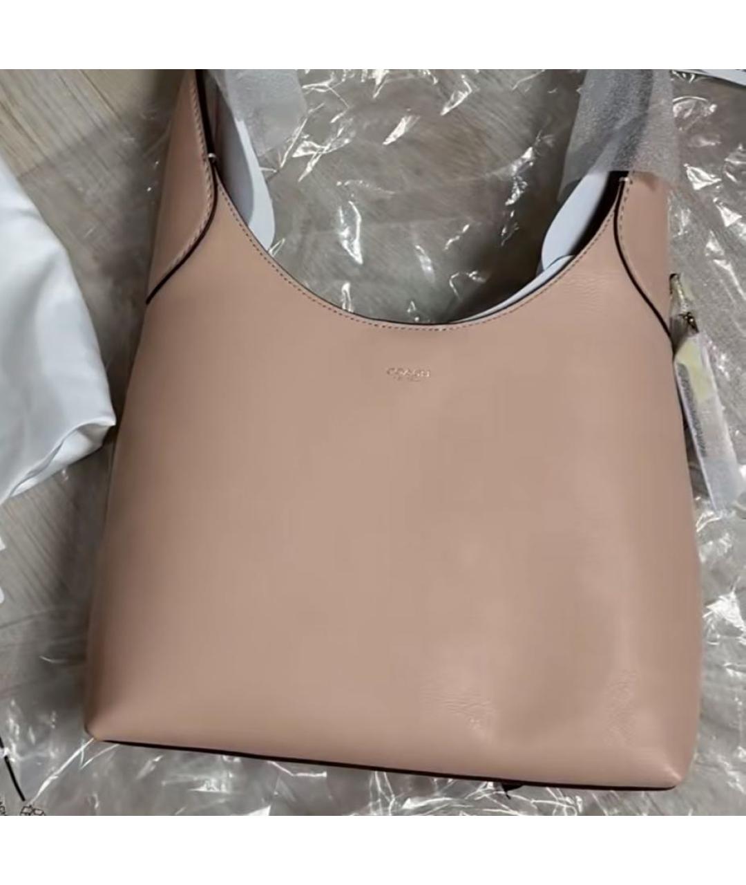 COACH Бежевая кожаная сумка через плечо, фото 7