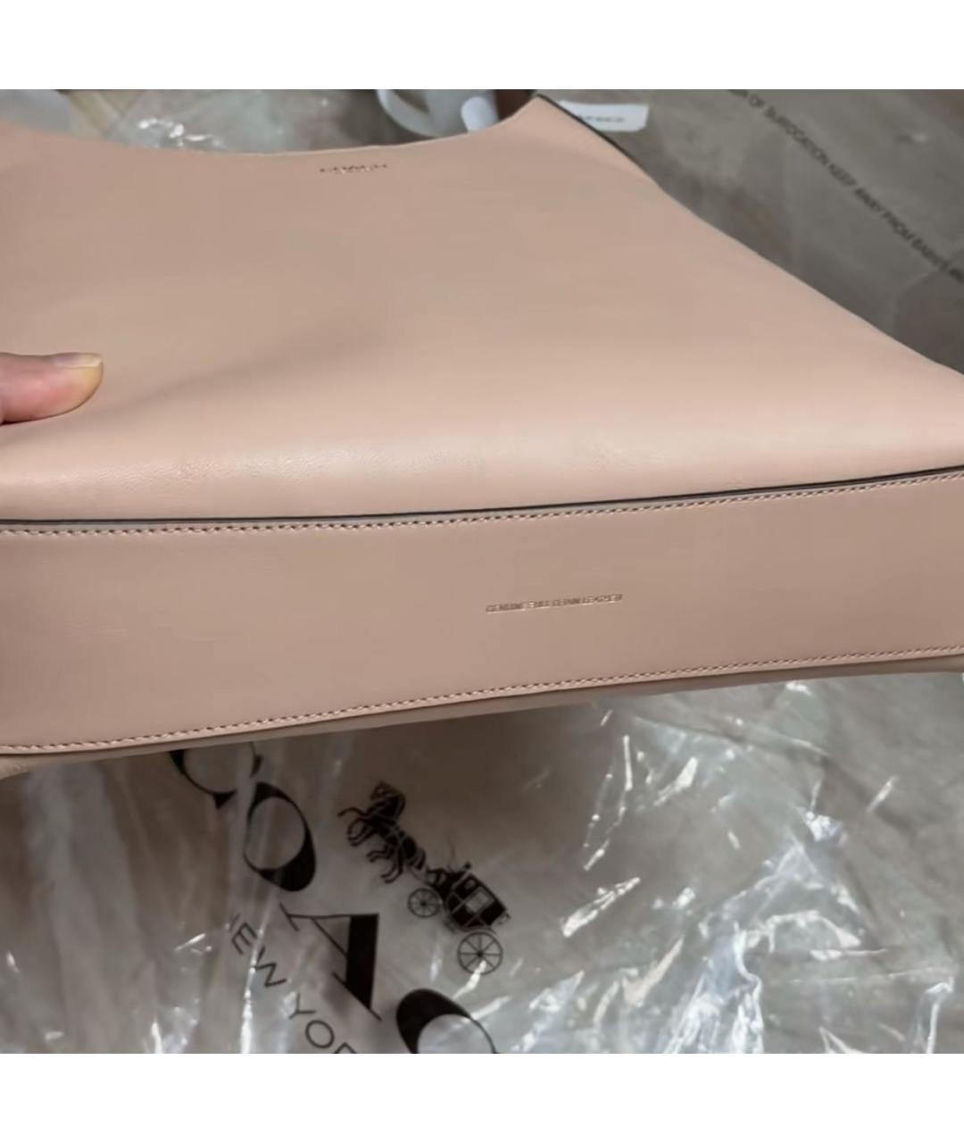 COACH Бежевая кожаная сумка через плечо, фото 8