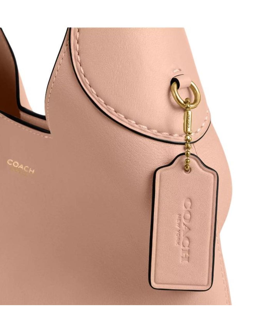 COACH Бежевая кожаная сумка через плечо, фото 5