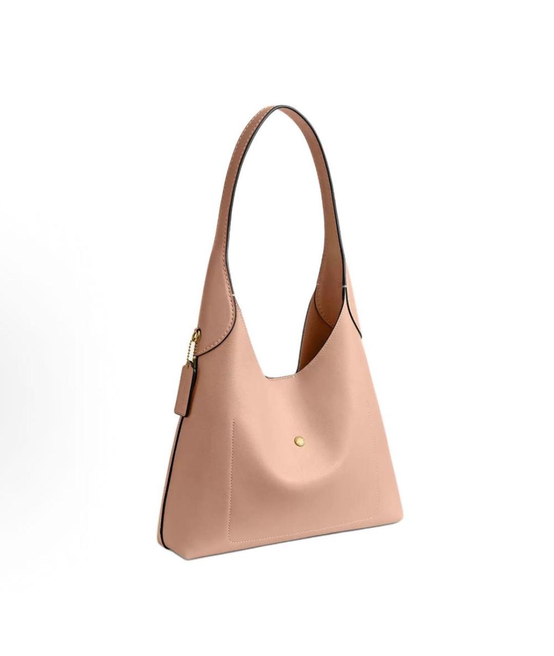 COACH Бежевая кожаная сумка через плечо, фото 4