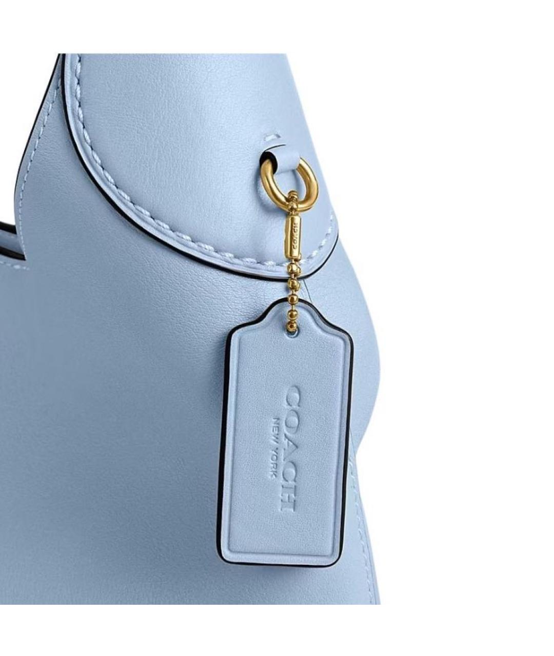 COACH Голубая кожаная сумка через плечо, фото 4