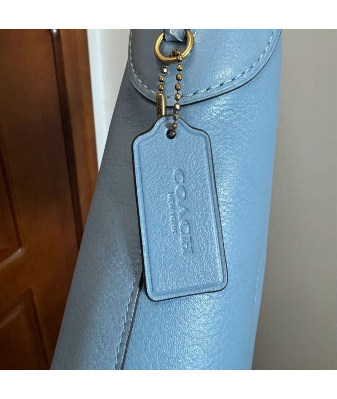 COACH Голубая кожаная сумка через плечо, фото 7