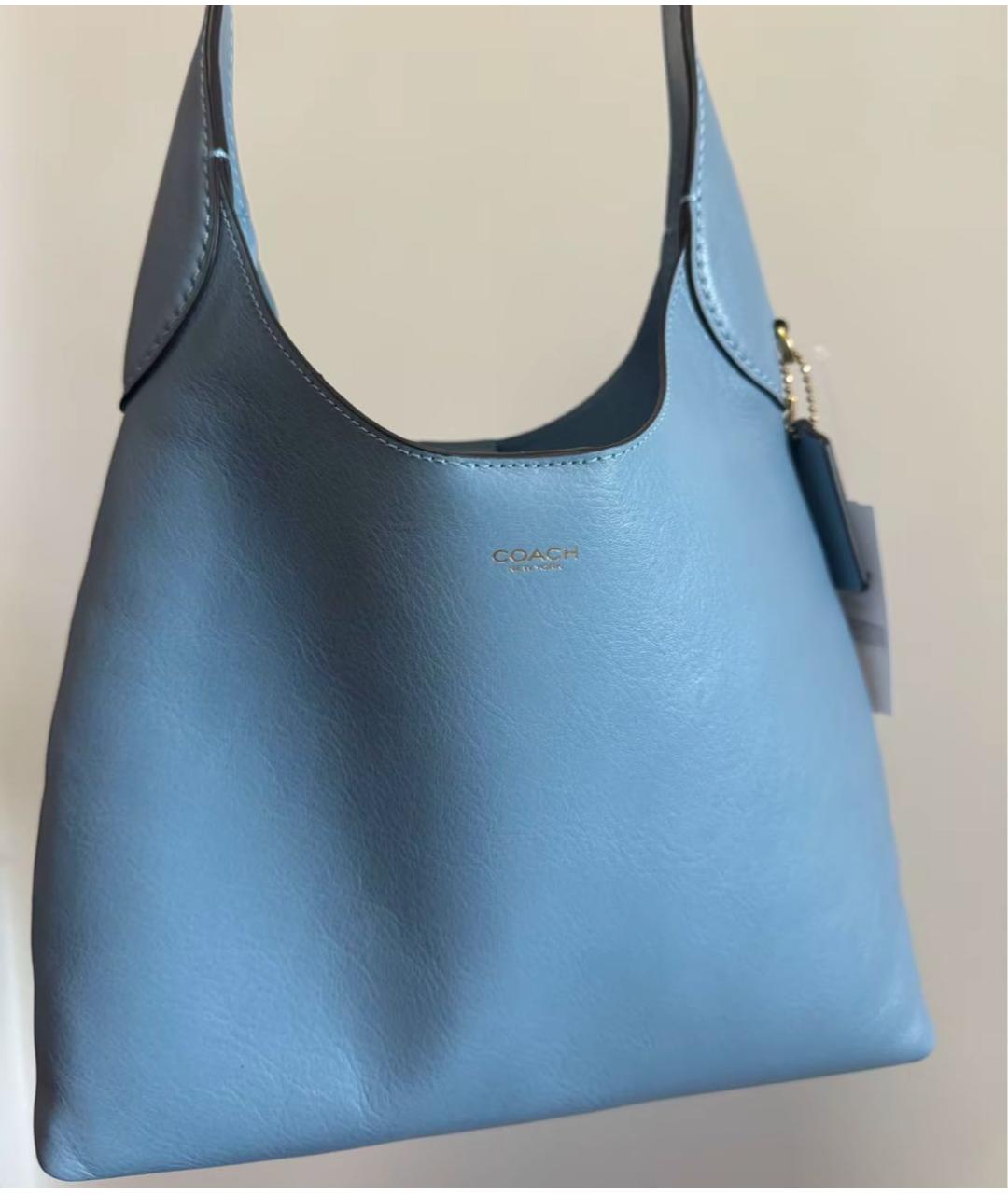 COACH Голубая кожаная сумка через плечо, фото 6