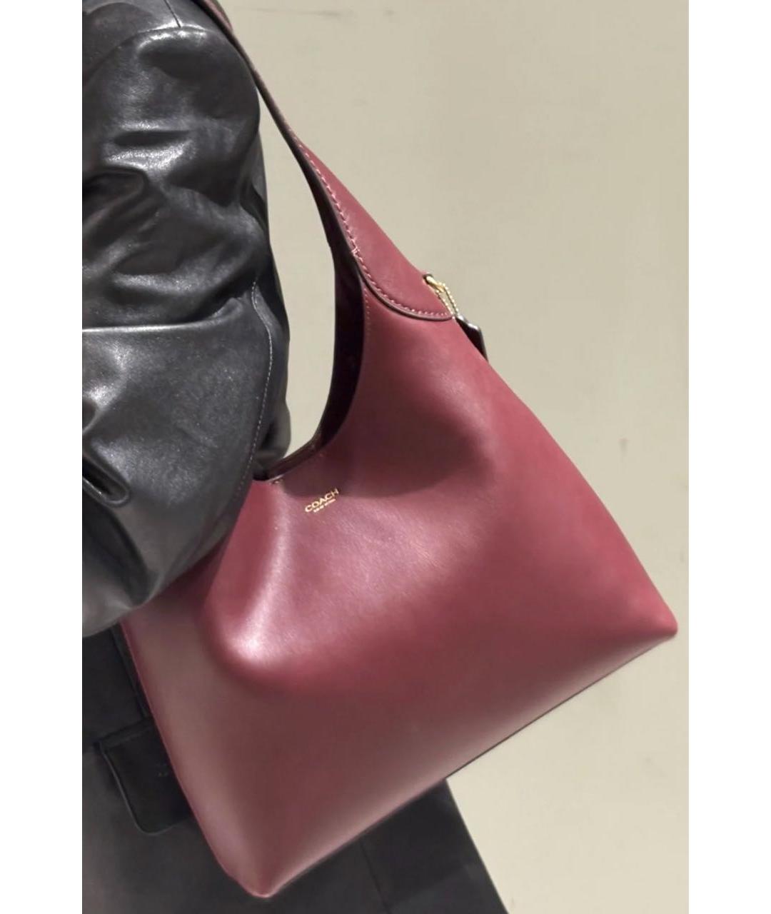 COACH Бордовая кожаная сумка через плечо, фото 6