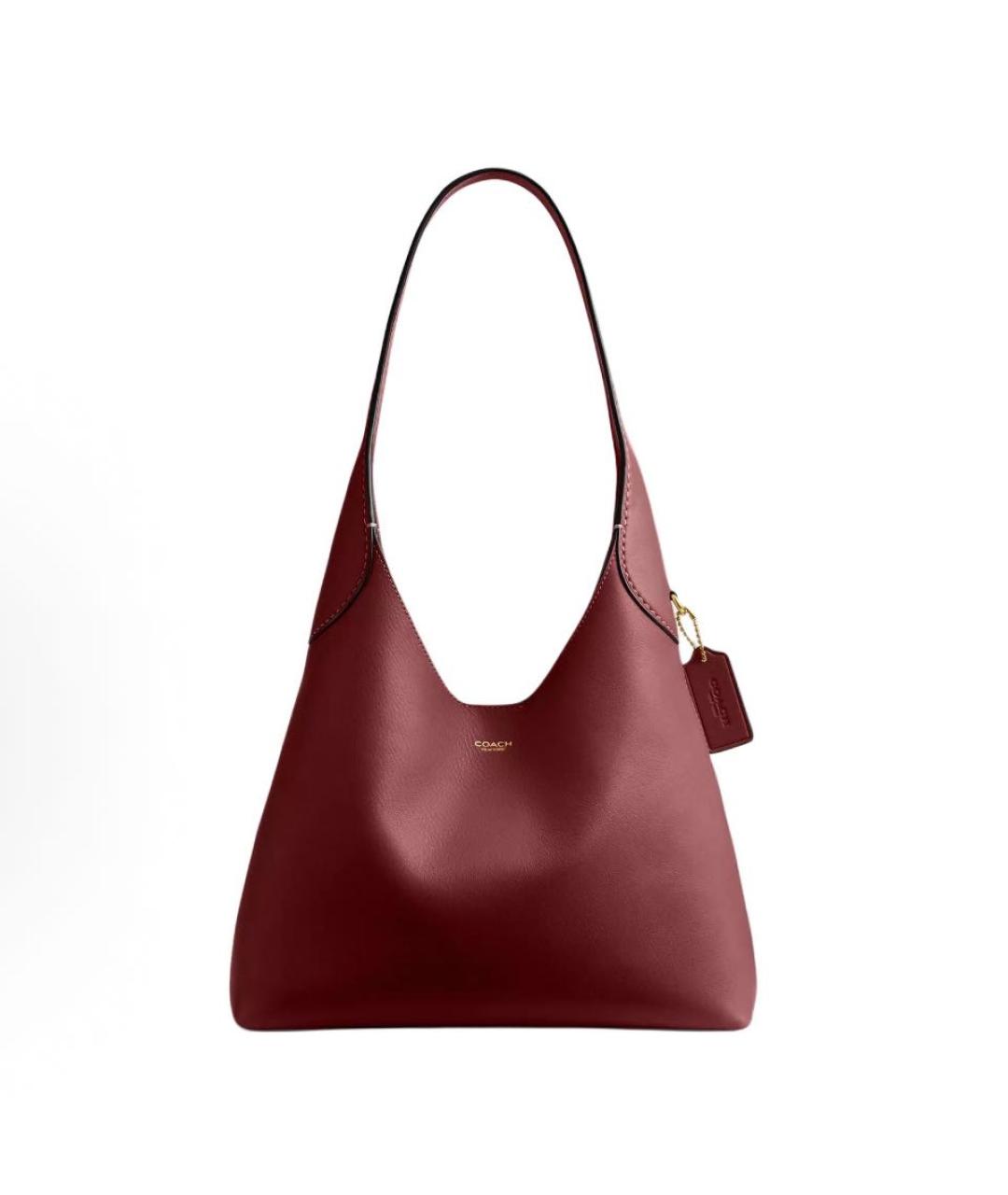 COACH Бордовая кожаная сумка через плечо, фото 8