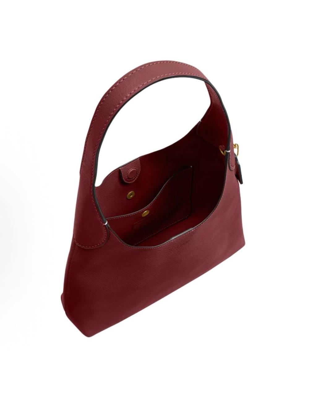 COACH Бордовая кожаная сумка через плечо, фото 3