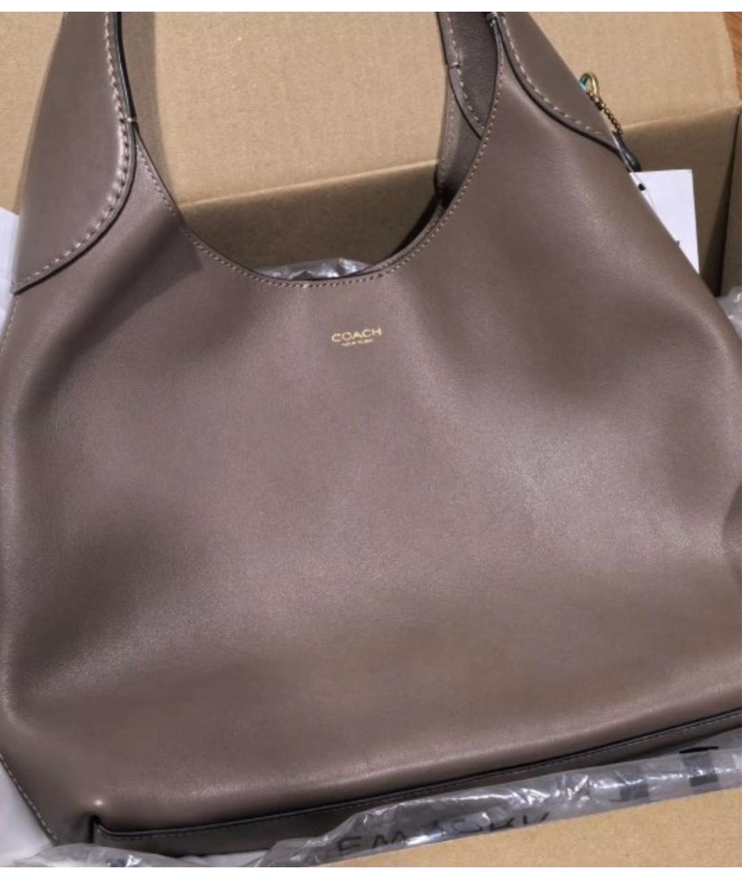 COACH Бежевая кожаная сумка через плечо, фото 7